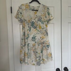 Floral print ruffle hem dress